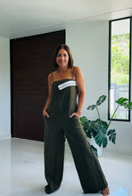 Load image into Gallery viewer, Olive Pinstripes &amp; Suit Style Jumpsuit
