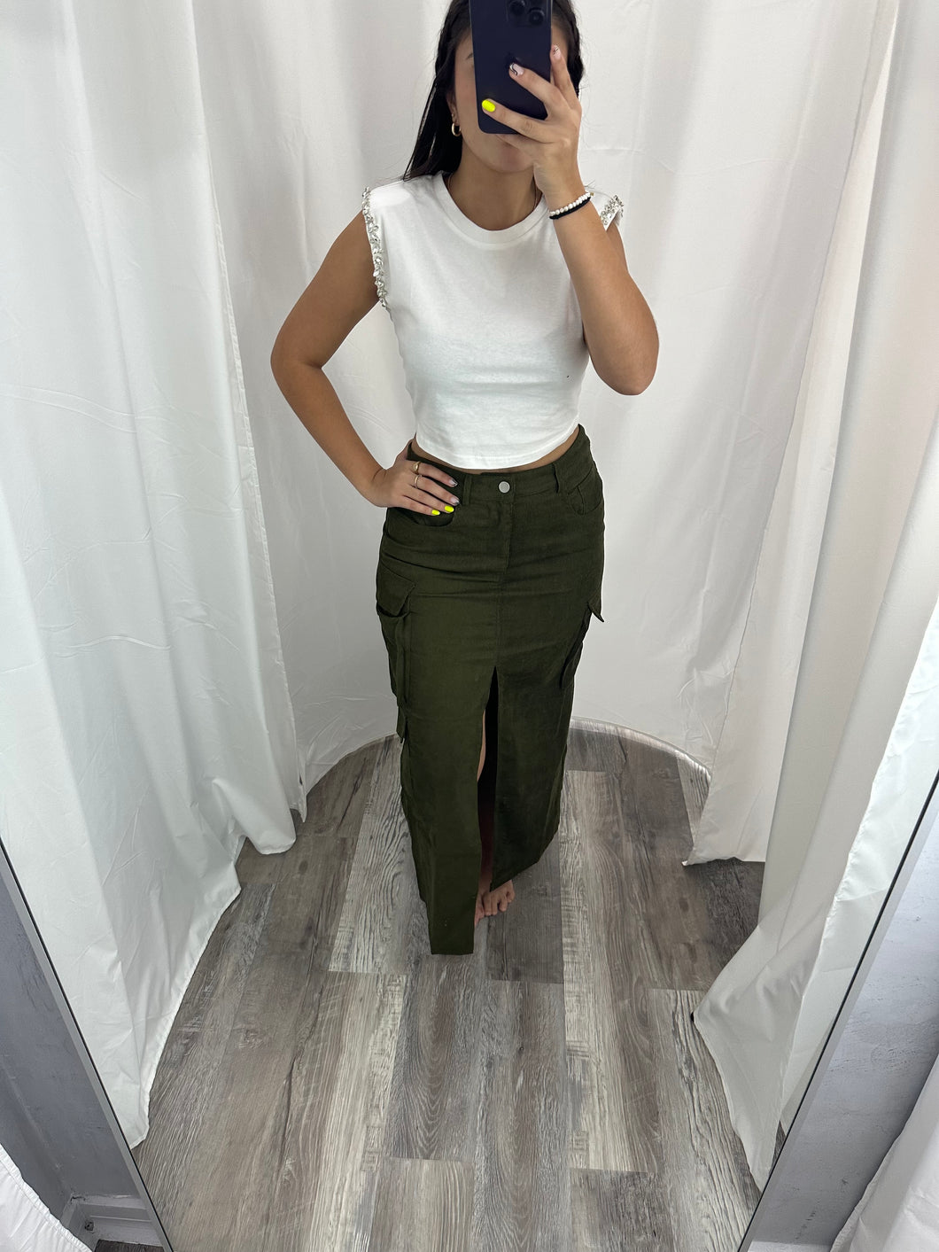 Corduroy Slit Skirt