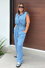 Load image into Gallery viewer, Stripe Light Denim Pant Set
