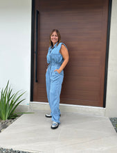 Load image into Gallery viewer, Stripe Light Denim Pant Set
