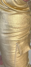 Load image into Gallery viewer, Faux Cargo Metallic Gold Stretch Pant
