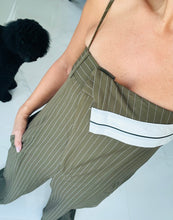 Load image into Gallery viewer, Olive Pinstripes &amp; Suit Style Jumpsuit
