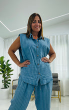 Load image into Gallery viewer, Stripe Light Denim Pant Set
