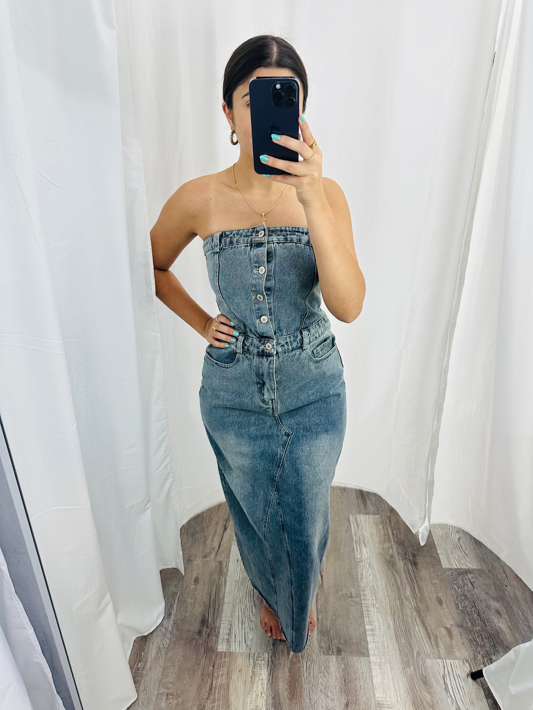 Strapless Denim Dress