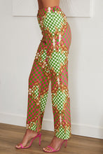 Load image into Gallery viewer, ROCOCO CHECKERED PRINT STRAIGHT LEG PANT
