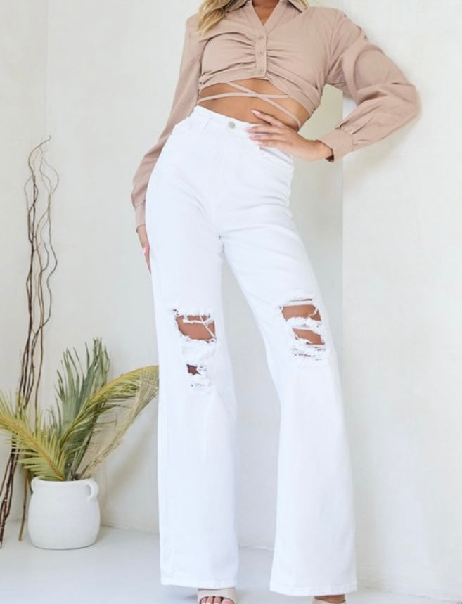 Vibrant High Waisted Wide Leg Jean