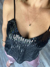 Load image into Gallery viewer, Black Sequin Tank Top
